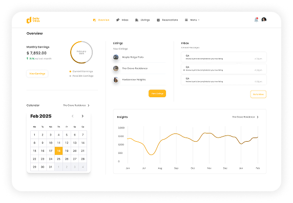 Host dashboard for managing property listings on Ghecs