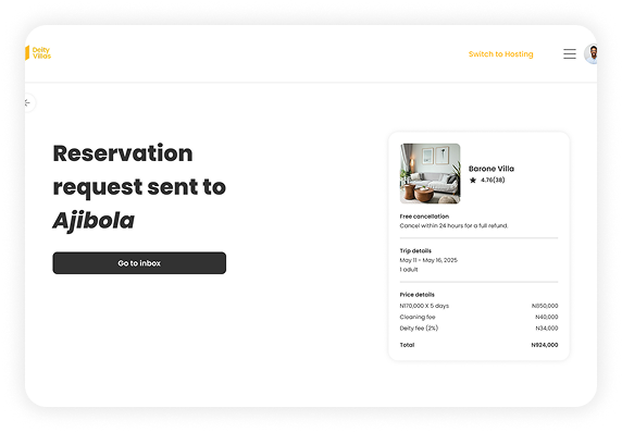 Guest making a shortlet reservation on Ghecs